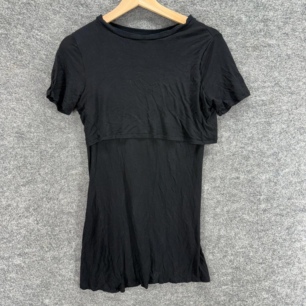 Zara T-Shirt Women M Medium Black Short Sleeve Round Neck Pullover Casual Solid